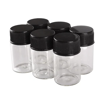 10buc 6ml 22*35mm Sticle de Sticlă Clară cu Negru Capace de Plastic Goale, Borcane de Sticlă Mici Meserii DIY Flacoane
