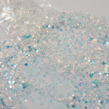 10g/Sac Ocean Sirena Indesata Sclipici Diamant cu Paiete, Fulgi de Hexagon Amestecat cu 0,2 mm;1 mm;2mm;3mm Unghii Diamond FlashGlitter #MD030-