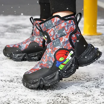 2022 Iarna Cald Blana Cizme de Zapada Copii Negru cu Blană, Pantofi Baieti Non-alunecare Impermeabile Copii Încălțăminte Copil Adidași Copil Copil Negru