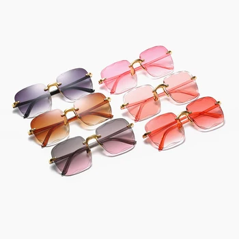2022 Lux fără ramă de ochelari de Soare Femei Designer de Moda UV400 Vara Ochelari Brand de ochelari de Soare pentru doamna