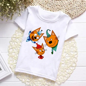 2022 Moda de Vara Unisex Copil-e-pisici T-shirt pentru Copii Baieti Mâneci Scurte Alb Tricouri Copii PinkTops Pentru Fete Haine 3 10Y