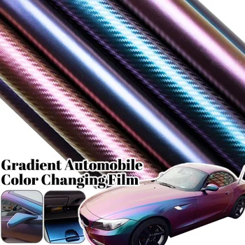 3D Fibra de Carbon de Vinil caroserie Ambalaj de Film Motocicleta Autocolant Auto Car Styling Oglindă Telefon Laptop DIY Decal Gradient de Decor