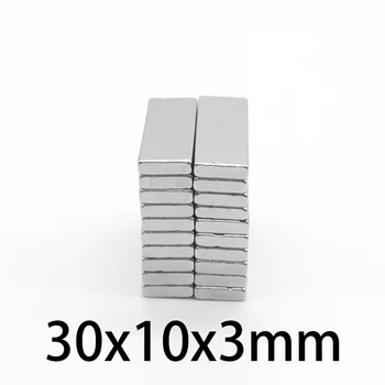 50pcs 30x10x3mm Puternică Bar Cuboid Magneți Bloc 30mm x 10mm x 3 mm N35 pământuri Rare magneți din Neodim de 30*10*3mm