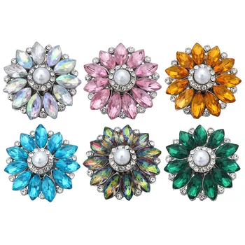 5pcs/lot Nouă Clipă de Bijuterii de Cristal Mixt de Flori Stras 18mm 20mm Snap Butonul Bijuterii Brățară Brățară DIY Farmece