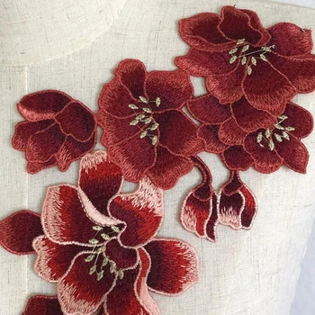 5Pcs/Set 3D Flori Dantelă de Ornamente Stras Plasă Coase Pe Patch-uri de Broderie Pentru Nunta Aplicatii Decor DIY P038