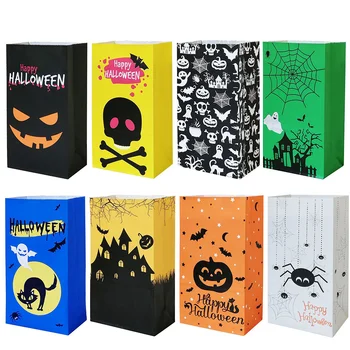 8PCS Halloween Bomboane de Hârtie Caseta de Pungi de Cadouri Fantomă Cat de Dovleac Bat Cookie-uri Bomboane Pungi pentru Happy Halloween Party Copil Cadouri Consumabile