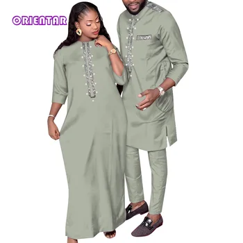 Africa de Haine pentru Femei de Moda Halat de Rochii și Dashiki Bărbați Haina Costum Bazin Riche Nigerian Haine pentru Iubitorii WYQ752