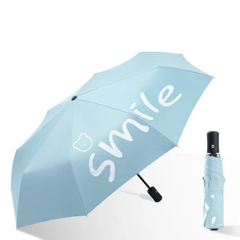 Automată/Manuală Doamnelor Umbrela Desene animate Trei Pliante de Vinil de protecție Solară protecție Solară Parasolar Umbrela pentru Femei Clar Umbrela