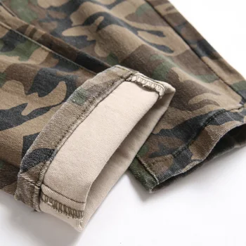 Barbati Camuflaj Imprimare Blugi Casual Mozaic Slim Straight Denim Stretch Pantaloni Pantaloni Militare