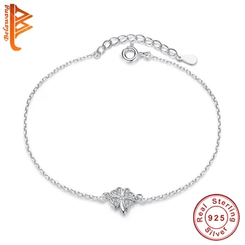 BELAWANG Argint 925 Norocos Clover Brățară Femei Reglabil de Link-ul Lanț Brățară Bijuterii de Argint