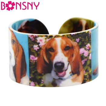 Bonsny Acrilice Model Largă Dragoste Basset Hound Brățări Brățări Pentru Femei De Moda Noua Câine Animal De Bijuterii Fată Accesorii