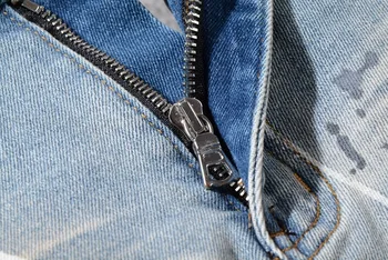 Brand De Moda Rhinstone Bărbați Jeans Stretch Retro Pictat Skinny Din Bumbac Denim Blugi Barbati Rupt Spălare Gaura Stivuite Blugi Marime Mare