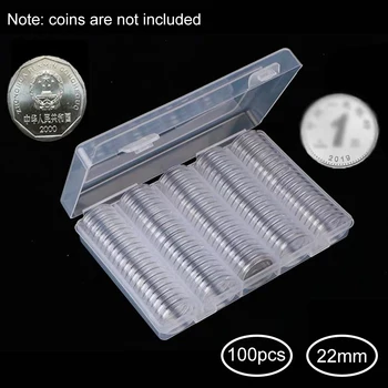 BUC 22mm Plastic Transparent Monedă Suport Pentru Capsule Recipient Cutie de Depozitare Și Spumă Garnitura Pentru Colecția de Monede Caz Elegant