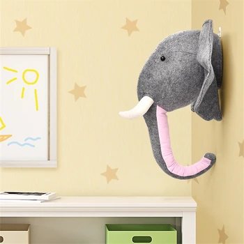 Cap De Animal Elefant Decor De Perete Agățat Murală Păpușă Jucărie Umplute Nordic Acasă Copii, Camera Copii, Grădiniță Grădiniță Decor