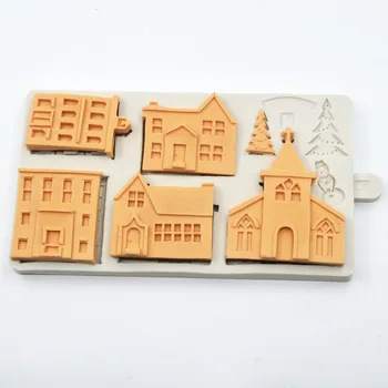 Casa de crăciun Castelul Copac, Gheață, Zăpadă Mucegai Silicon pentru Fondant Tort de Decorare Instrumente de Ciocolata de Copt Mucegai Accesorii de Bucatarie