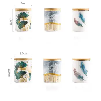 Ceramica Etanș Cutii Nordic Cafea Poate Cutii De Ceai Cu Capac De Lemn Fructe Uscate Alimente Cutii De Depozitare Accesorii Pentru Bucătărie De Stocare Poate