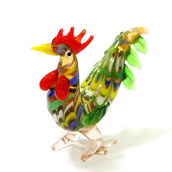Colorate Din Sticlă De Murano Cocoș Ambarcațiunile De Figurine In Miniatura Drăguț Manual Cocoș Pui De Animale Ornamente Decor Acasă Cadouri De Anul Nou
