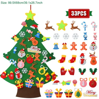 Copii DIY Simțit Pomul de Crăciun Decor de Crăciun pentru Acasă Navidad 2022 Anul Nou, Cadouri, Ornamente de Crăciun, Moș Crăciun, Pom de Crăciun