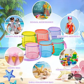 Copii Geanta de Depozitare Plaja Trei-dimensional Rotund Găleată de Nisip Jucărie de Finisare de Colectare Reglabil Plasă de Plaja Copii Sac de Machiaj