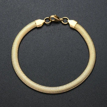 De vânzare la cald 6MM 316L din oțel inoxidabil de aur de culoare neagra plat șarpe lanț brățară moda bijuterii pentru barbati si femei cadouri partid
