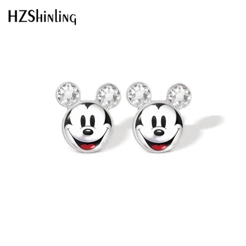 Desene animate Disney Mickey Mouse Stil de Cristal Pluto Sticlă Model Stud Cercei Cabochon Sticla Earrrings de Femei Moda Bijuterii