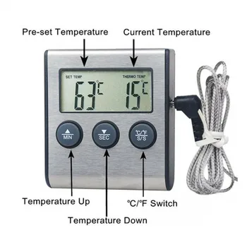 Digital Cuptor Termometre Wireless Alimentare de Gătit GRĂTAR Termometru LCD Grătar Timer Sonda de Temperatura de Gatit Bucatarie Instrument