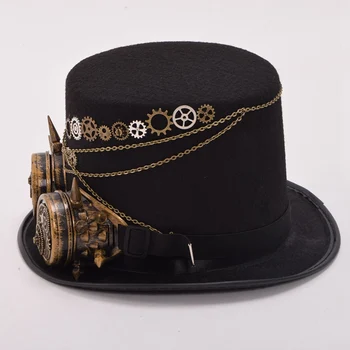 Goth Pălării Steampunk Sus Palarie Unisex, Femei, Barbati Vintage Gotic Ochelari De Cosplay Petrecere