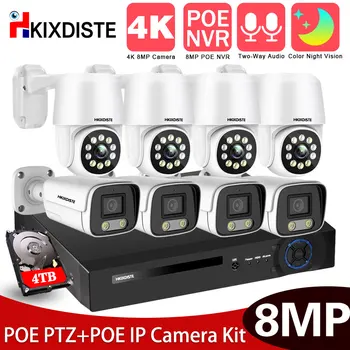 HD 8MP 4K 8CH POE Camera de Securitate de Sistem PTZ + POE IPC în aer liber Ai Omului Detecta Două căi Audio-Video de Supraveghere NVR Camera Kit