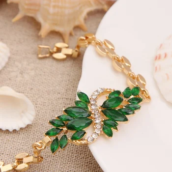 Hesiod Antic Bijuterii Vintage Verde de Cristal de Aur de Culoare Lanț Brățară Brățară pentru Femei CZ de Lux Brățări