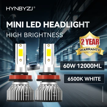 HYNBYZJ H7 Mini Masina Far H1 H4 Bec LED H8 H11 9005 9006 HB3 HB4 9004 HB1 HB5 9007, H13 Lumini Led 60W 12000LM Turbo Lampa