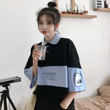 Japoneze Ins t-Shirt Femei Vrac Studenți coreeni Sălbatice Bf Leneș Jumătate cu Mâneci Topuri