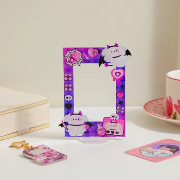 Kawaii desene animate iepure de 3 inch acrilice rama foto idol carte poștală display stand dantelă transparentă card desktop decor