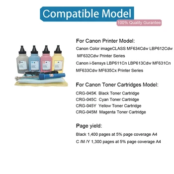 Misee 4pc compatibil CRG-045 CRG045 Toner Refill Kit pentru Canon MF634 MF634cdw MF632 MF632cdw LBP612cdw LBP613cdw 1.4 k/1,3 k