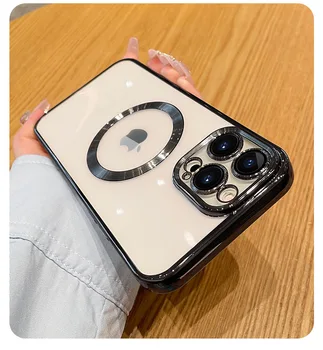 Moda Placare Magnetic Pentru Magsafe Încărcător Wireless Caz Pentru iPhone 14 13 12 11 Pro XS Max X XR 7 8 Plus Silicon Capac transparent