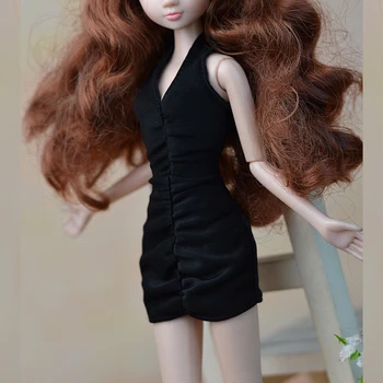 Negru Rochie Pentru Papusa Barbie-O Bucata, Rochii de Seara Vestidoes Haine Pentru Barbie casă de Păpuși Pentru 1/6 BJD Papusa Accesorii