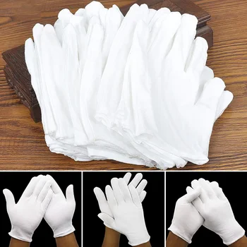 Noi 1Pair Mănuși Albe de Bumbac de Înaltă Calitate Mănuși de Lucru, Mănuși de Absorbție Mâinile Soare Protector Cinci Degete Mănuși