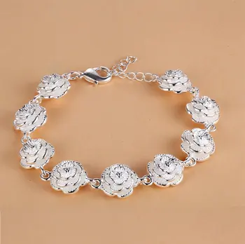 Noi Argint 925 Bratari pentru Femei elegante flori Lanț Moda clasica Petrecere de Nunta Cadouri de Craciun Bijuterii fine