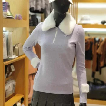 Noul golf costum Femei top detașabil de pluș rever jumătate fermoar cald maneca lunga în toamna și iarna