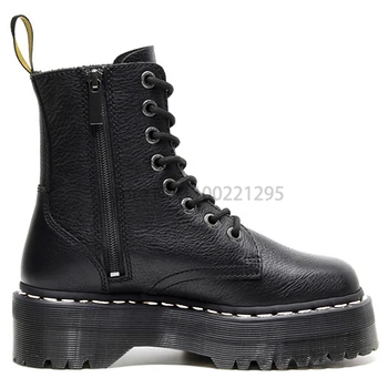 Piele naturala Cizme Femei de Iarna Platforma Cizme Martin Doamnelor Plus Dimensiune 35-44 Doi Bărbați Punk Pantofi cu talpi Groase Lace-up Boot