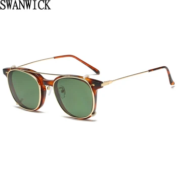 Swanwick pătrat ochelari de soare barbati polarizati tr90 de moda de sex feminin clip pe femei de metal ochelari de soare retro de epocă doamnelor de conducere negru