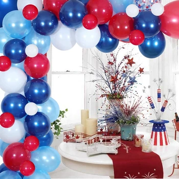 Temă Nautică American Naționale Ziua Independenței Băiat Ziua De Naștere Partidul Roșu Alb Albastru Baloane Latex Ghirlanda Arc Set Consumabile