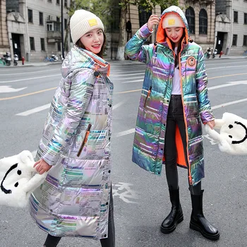 Îmbrăcăminte Jacheta Cu Gluga Pentru Femei De Iarnă 2022 Gros Harajuku Imprimare Zăpadă Strat De Sex Feminin Lung Puffer Jachete Impermeabile Hanorace
