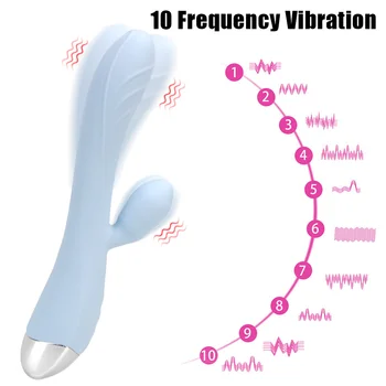 10 Frequency Vibrator Vibrator Rabbit Vibrator Bagheta Jucarii Sexuale Pentru Femeile De Sex Feminin Masturbator Dublu Motor Punctul G Stimulator Clitoris