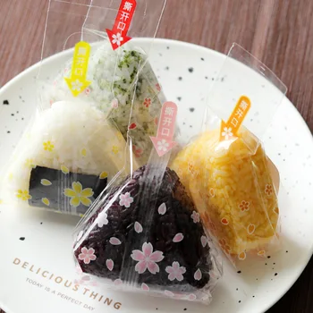 100buc Sushi Geanta Stil Japonez Triunghi Minge de Orez Ambalare Sac Anti-ceață Sac Ușor Lacrimă Sushi Sac de Ambalare