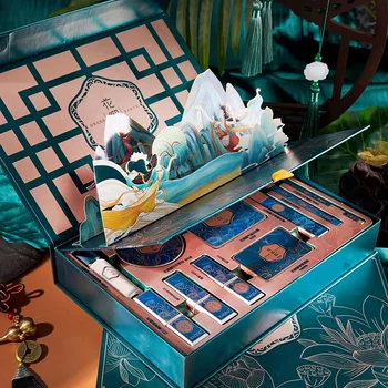 12Pcs Chineză Set de Machiaj Ruj, Rimel, Fard de pleoape Perii Cosmetice Kit de Crăciun Cadou de Ziua Îndrăgostiților Maquillajes Para Mujer