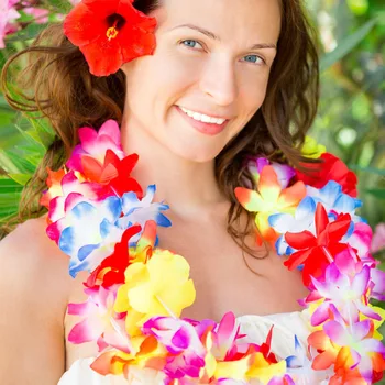 12pcs Petrecere Hawaiian, Flori Artificiale Plaja de Flori de Mătase Ghirlanda Colier Hawaii Nunta de Vara Ziua Tropical Decor Petrecere