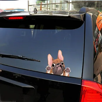 12x14cm Desene animate Drăguț Câine Geamul Mașinii Autocolante Catelus Bulldog Decalcomanii Auto Ușa din Spate Parbriz Autocolant Amuzant Animal de Vinil Decal