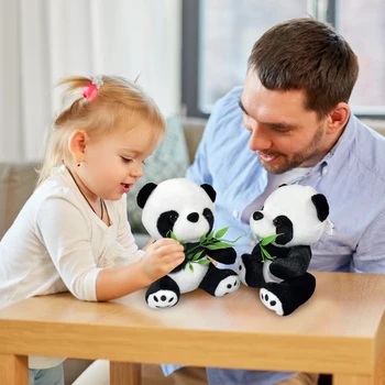 16cm Kawaii Panda Cu Frunze de Bambus Jucarii de Plus Moale de Desene animate de Animale Umplute Animale Drăguț Pandantiv Papusa Copii Ziua de nastere Haioase Cadouri