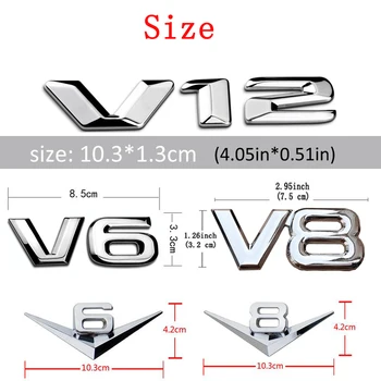1buc 3D Metal Decor Masina Decal Metalice autoadezive V6 V8 V12Truck Masina Insigna Emblema Autocolant pentru Masini Universale