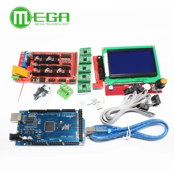 1buc Mega 2560 R3 CH340 + 1buc RAMPE 1.4 Controller + 5pcs A4988 pas cu pas Modul de Driver +1buc 12864 controler pentru 3D Printer kit